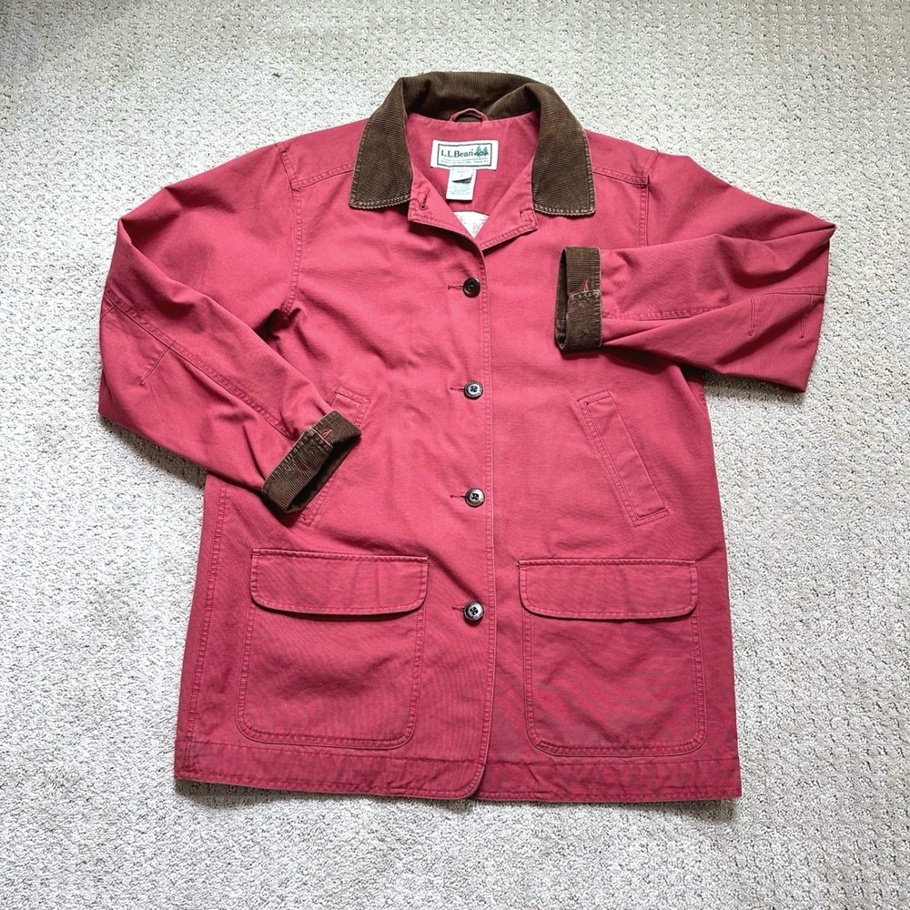 VTG LL Bean Jacket Womens Large Coat Barn Chore Corduroy Pheasant Flannel Lined
